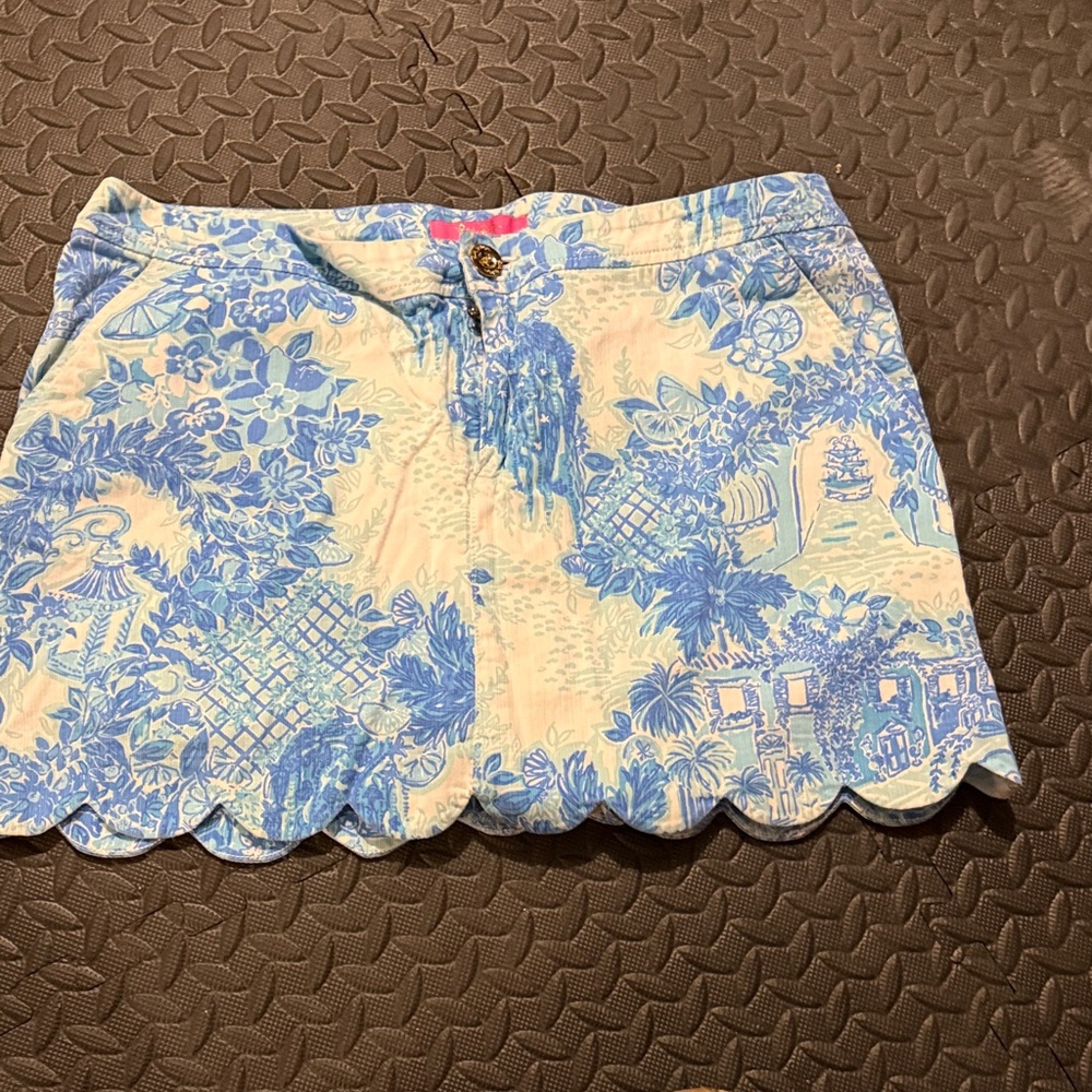 Lilly Pulitzer Blue & White Floral Skort with Pink Label